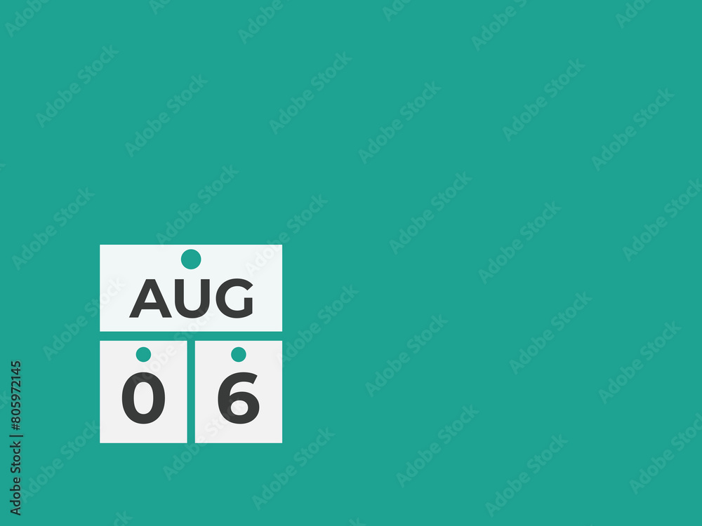 August 6 calendar reminder. 6 August daily calendar icon template. Calendar 6 August icon Design template. Vector illustration
August 6 calendar reminder. 6 August daily calendar icon template. Calendar 6 August icon Design template. Vector illustration
