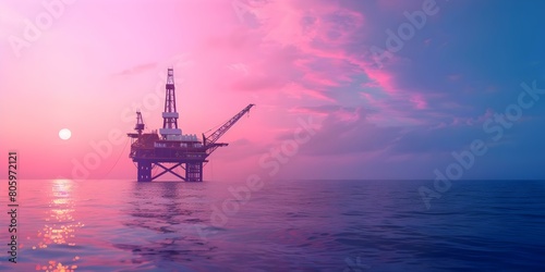 Business Structure Illustrated: Offshore Oil Drilling Platform at Sea. Concept Oil drilling, Offshore platforms, Business structure, Sea, Illustration © Ян Заболотний