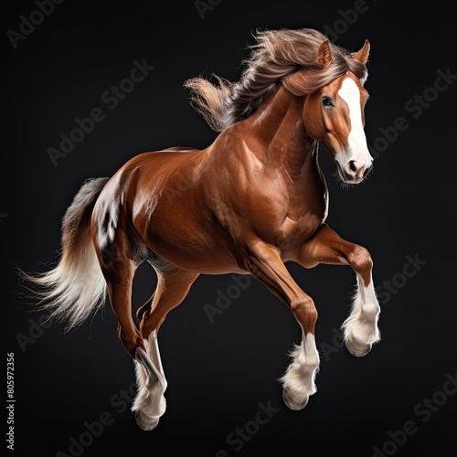 jumping horse isolated on dark background