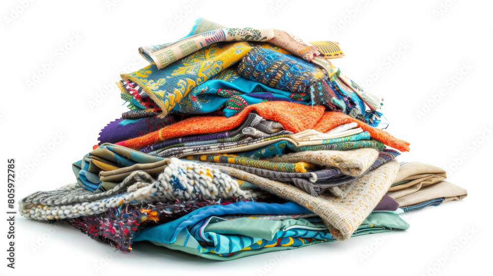 textile and fabric scraps, symbolizing textile recycling textile and fabric scraps, symbolizing textile recycling