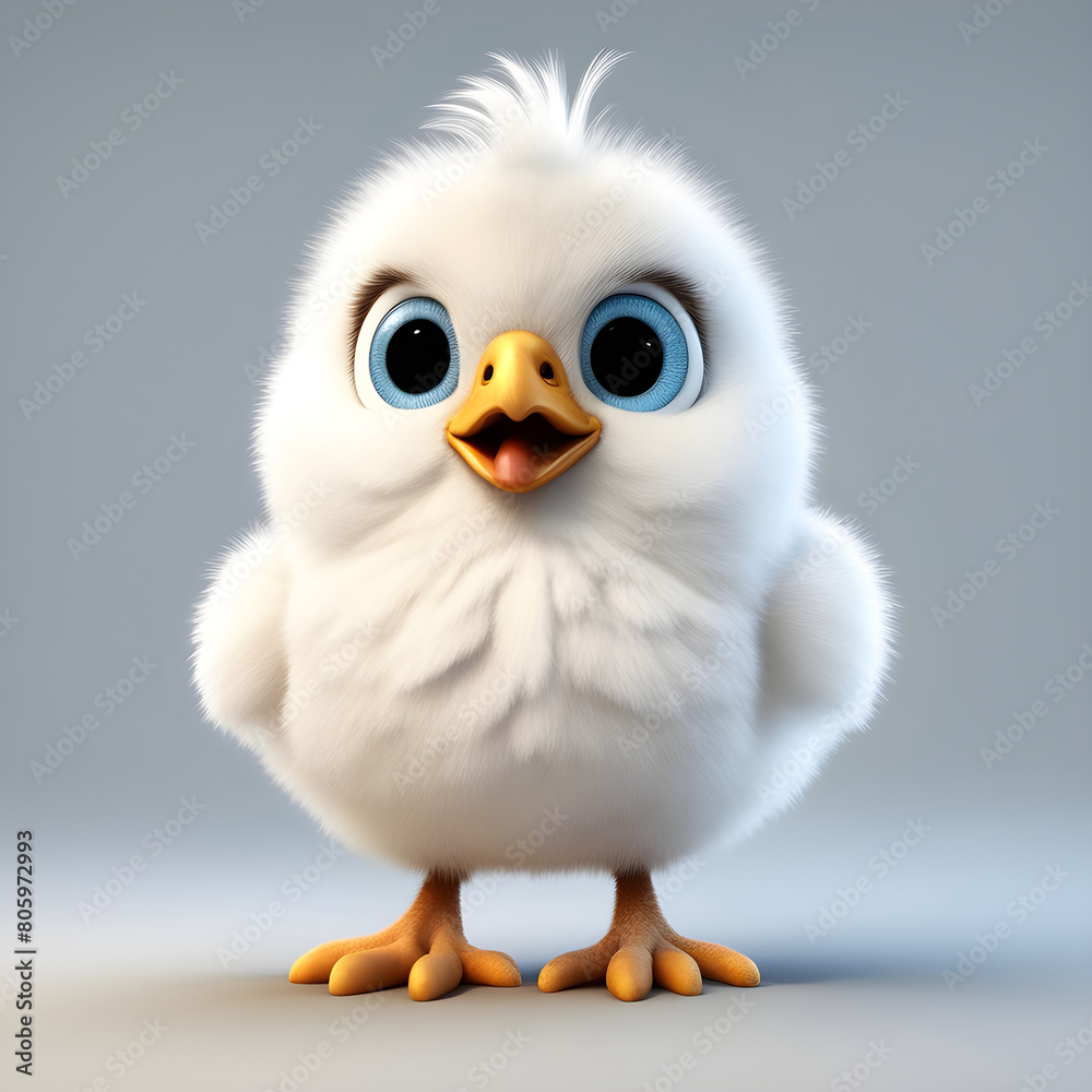 A 3D animation-style Cute bird, generative AI