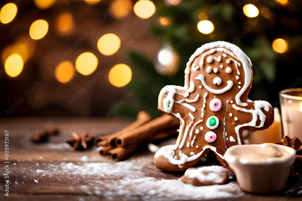 christmas gingerbread cookies on table