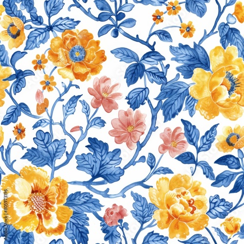 vector seamless patterns of flowers, shangrila photo