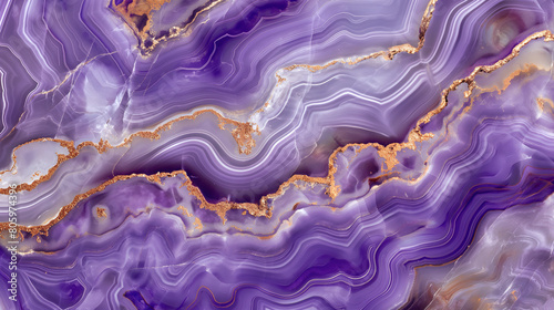  purple agate surface with intricate patterns and veins, adorned with golden accents, creating an elegant and luxurious background