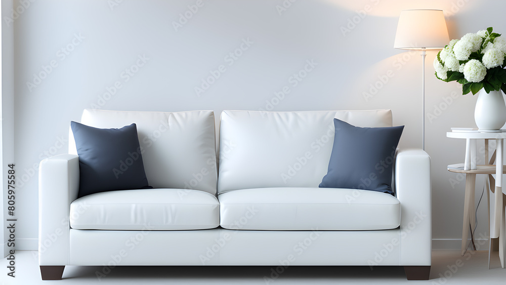 Fototapeta premium interior modern bright room with white sofa