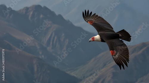 Andean Condor soaring over the Andes Mountains.generative.ai photo