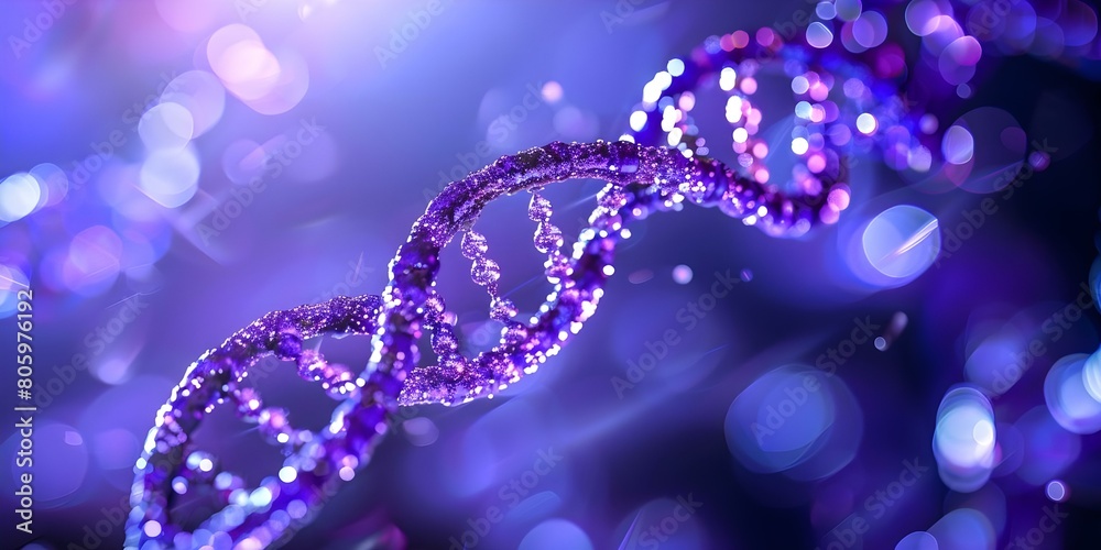 DNA double helix symbolizes genetics biology biotech and medical advancements in science. Concept Genetics, Biology, Biotechnology, Medical Advancements, DNA Double Helix
