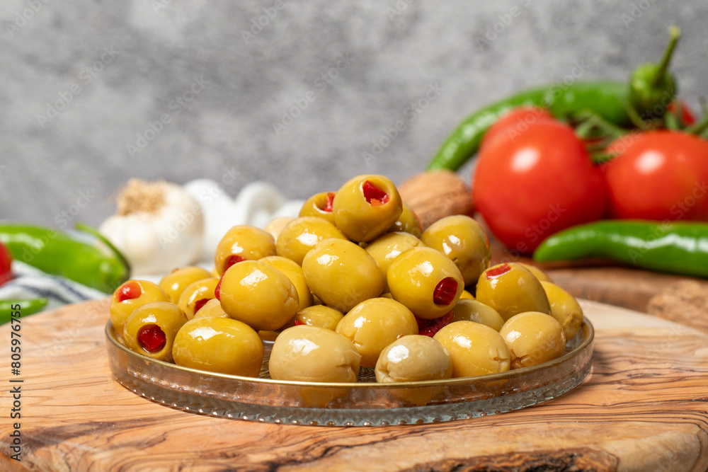 Green olives stuffed with peppers Green olives stuffed with peppers
