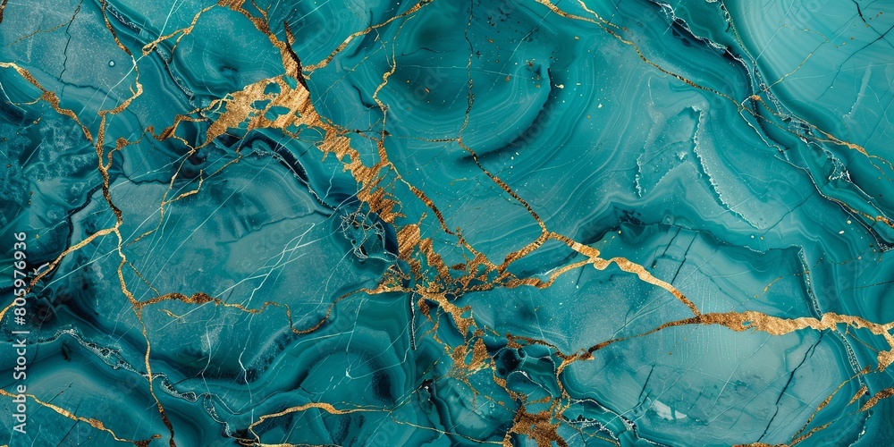 Luminous Turquoise Marble Texture with Gold Details Luminous Turquoise Marble Texture with Gold Details