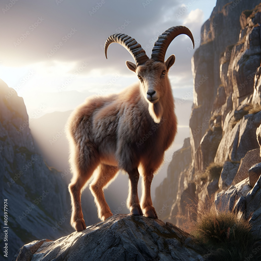 mountain goat on the rock mountain goat on the rock