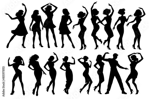 set of shadow dancing people