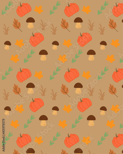 Autumn leaves seamless pattern wallpaper image