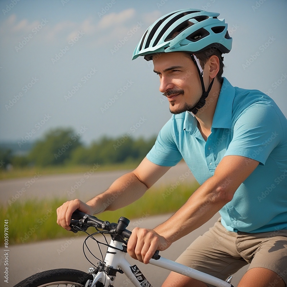 Mann mit Fahrradhelm. Generative AI Technologie Mann mit Fahrradhelm. Generative AI Technologie