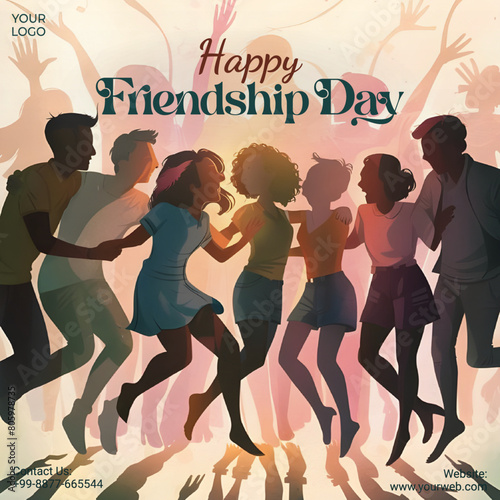 Happy Friendship Day Post Banner or Flyer Design for Social Media With Fully Editable Vector File