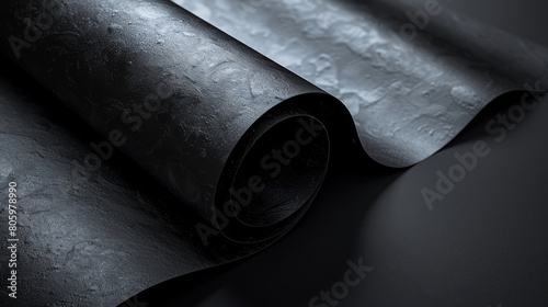 A black roll of paper with a shiny surface photo