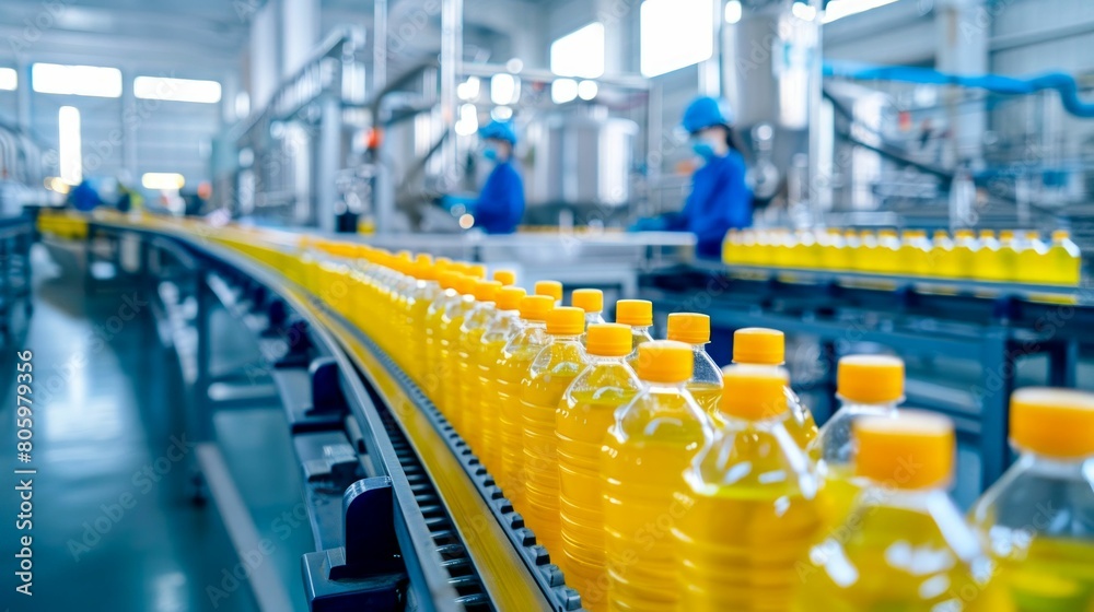 Fototapeta premium Modern Oil Packaging Production Line. Generative ai.
