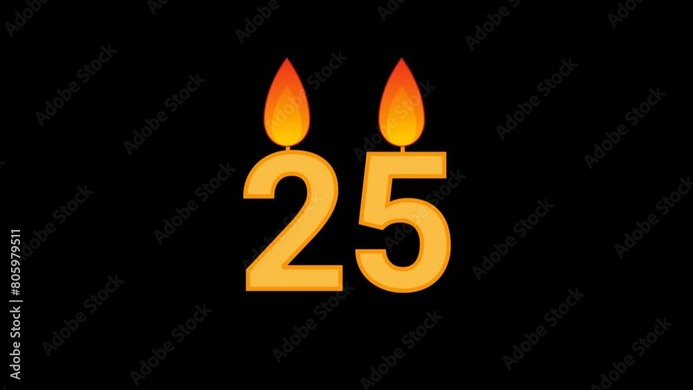 25 Number Cake with Flame Animation 25 Number Cake with Flame Animation