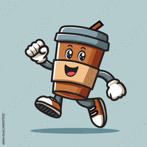 Illustration Vector Graphic Cartoon of a Coffee Cup with Steam and a Warm Atmosphere, Perfect for Cafes and Coffee Enthusiasts