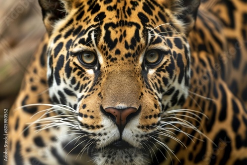 Intense Gaze of Jaguar in the Jungle 