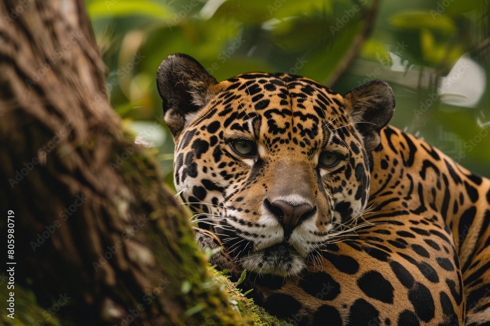 Jaguar Resting in the Jungle's Greenery
Jaguar Resting in the Jungle's Greenery