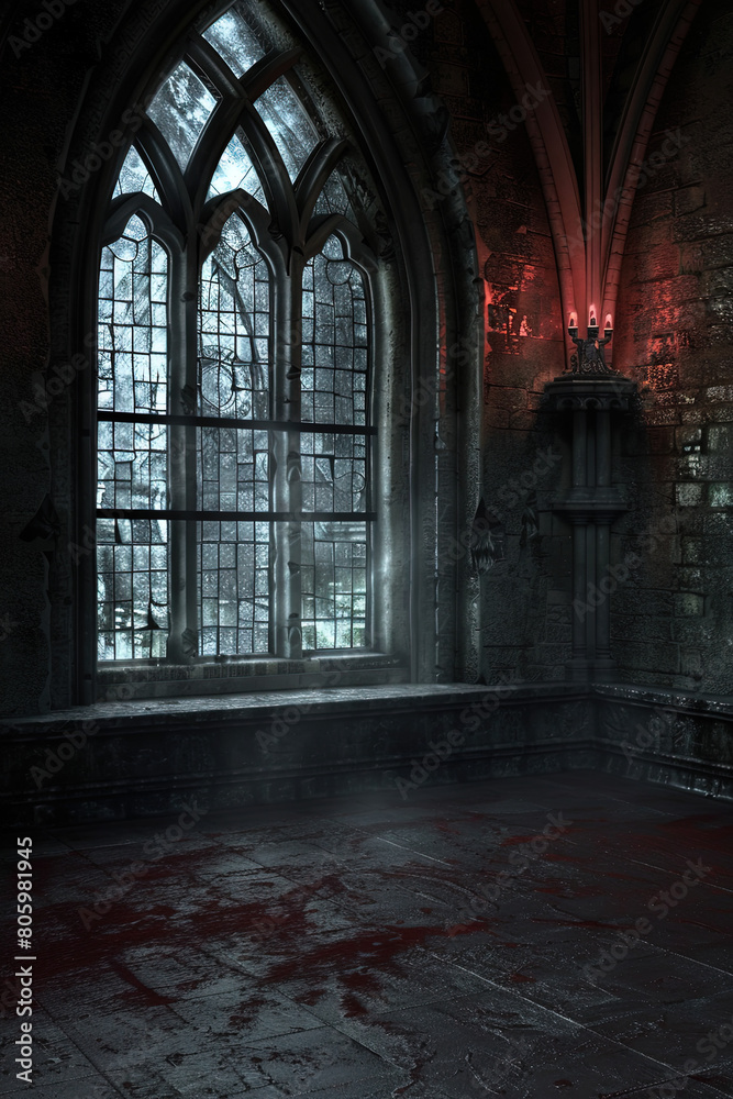Fototapeta premium Gothic Studio Hintergrund, düsterer Hintergrund mit mystischer Atmosphäre