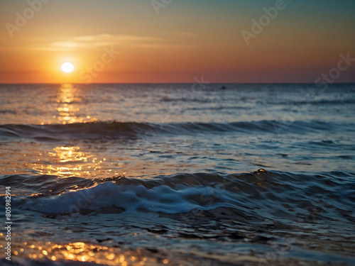 Sunrise Symphony  Abstract Seascape Wallpaper Depicting the Radiant Colors of Dawn on the Coast