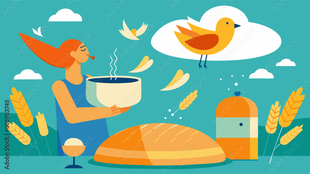 Waking up to the sound of birds chirping and the smell of freshly baked bread made from scratch with wheat harvested from the fields nearby.. Waking up to the sound of birds chirping and the smell of freshly baked bread made from scratch with wheat harvested from the fields nearby..