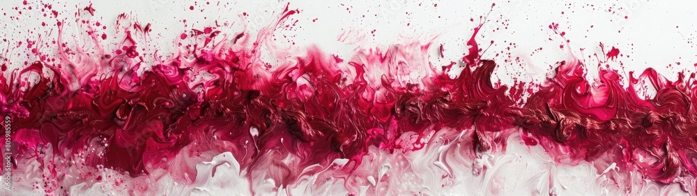 Dynamic abstract background with a mixture of red and purple oil paint strokes, can be utilized for printed materials such as brochures, flyers, and business cards.