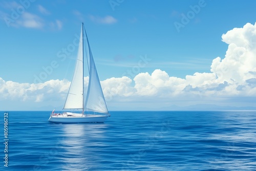 sailboat in the mediterranean sea on a beautiful day with blue sky