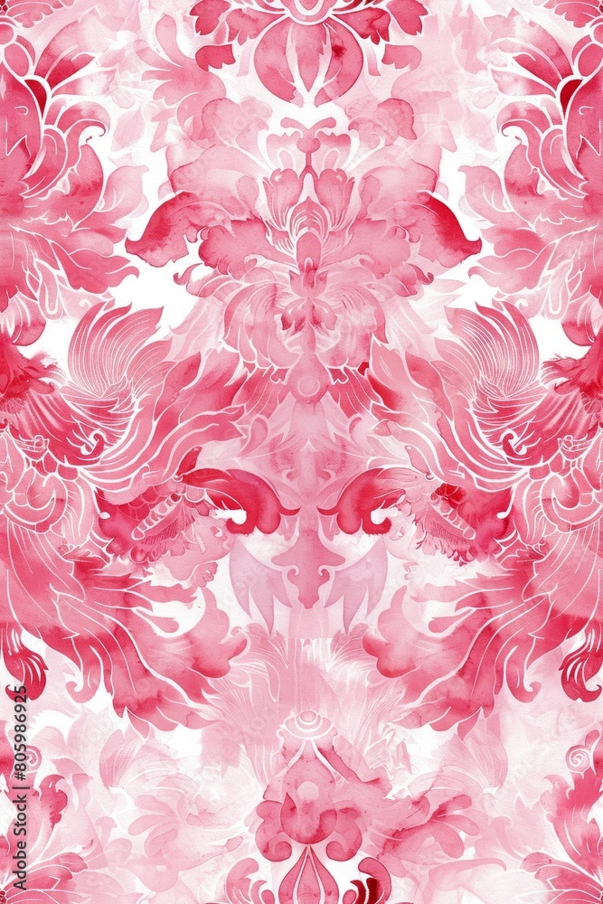 Watercolor Seamless pattern with pink and white