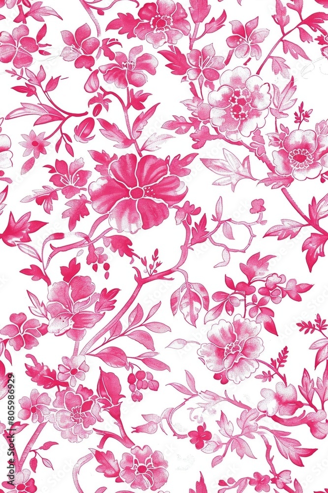 Fototapeta premium Watercolor Seamless pattern with pink and white