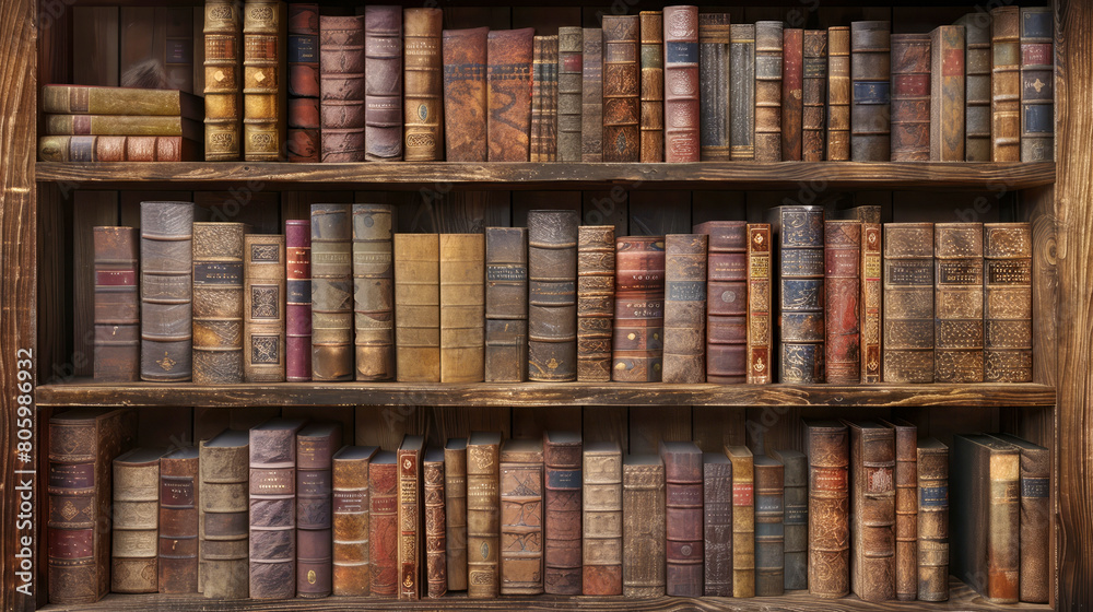 antique books in shelves, library books for study, used as background antique books in shelves, library books for study, used as background