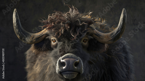 Majestic Yak: Detailed Portrait with Natural Lighting. Generative AI