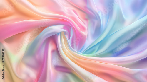 A pastel colored silk fabric  flowing in soft curves  elegant background for product display. The  beauty of the scene textures or patterns  a luxury feeling.