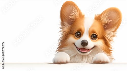 Smiling Alopekis Dog Poses for the Camera on White Background © TszKwan