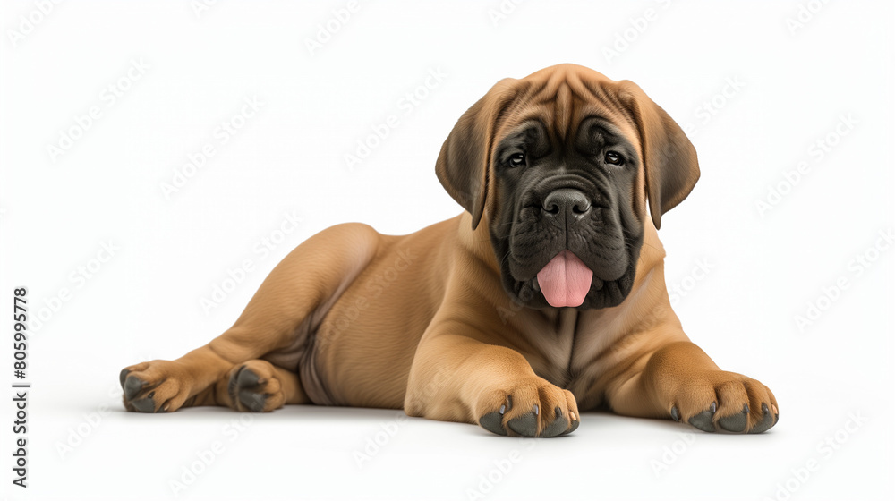 Majestic American Molossus Dog Poses with a Gentle Smile on a White Background Majestic American Molossus Dog Poses with a Gentle Smile on a White Background