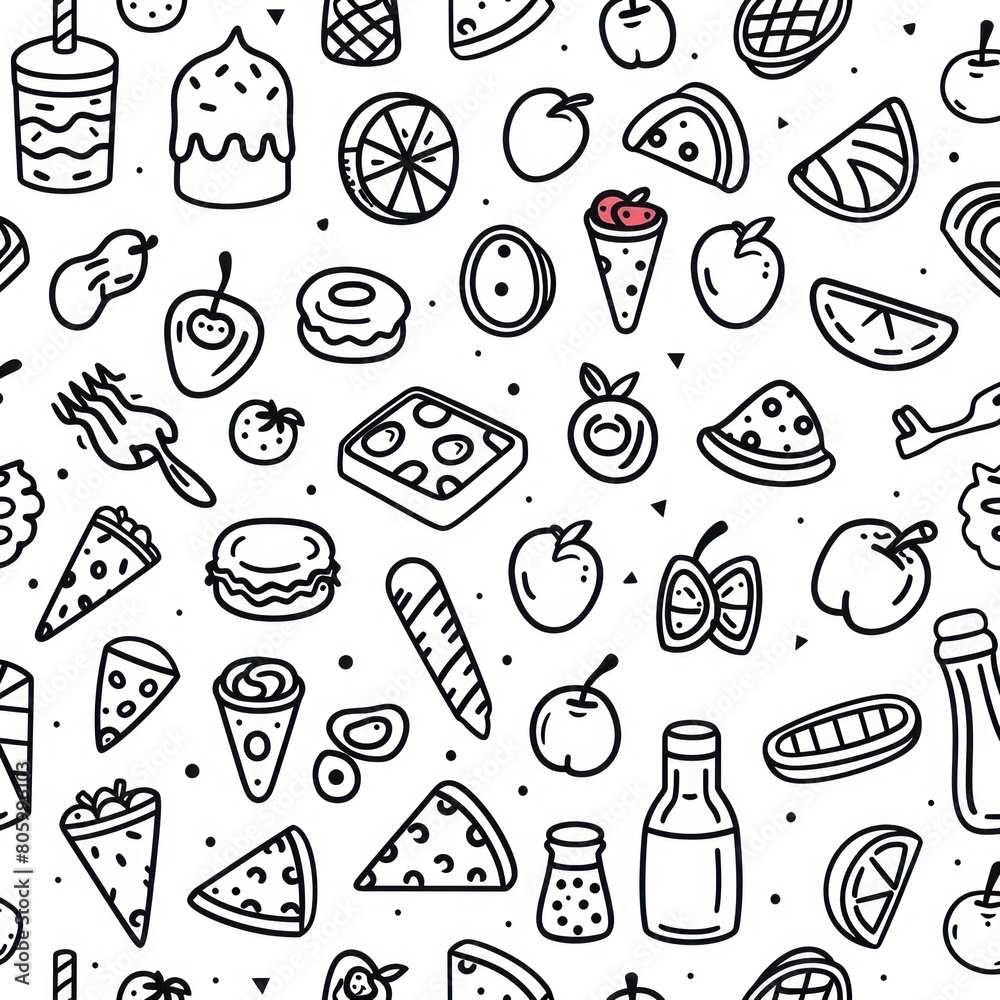 food Pattern outline style
