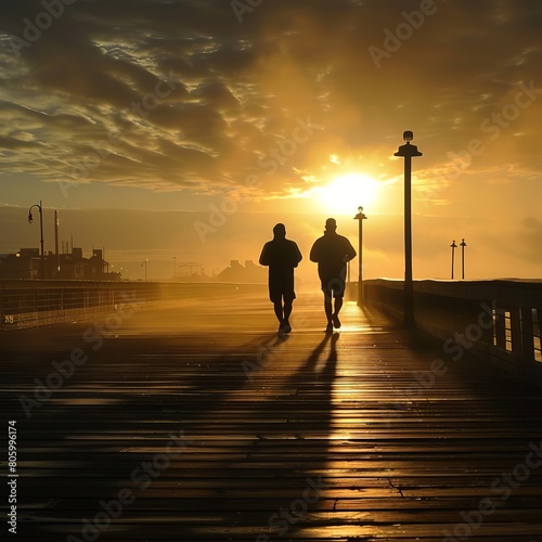 silhouette of a couple on the pier