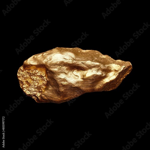 gold nugget isolated in the black background