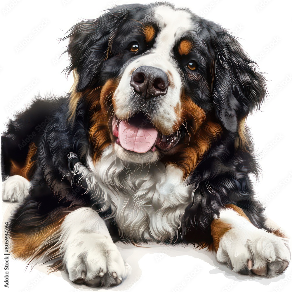 happy mountain dog, white background