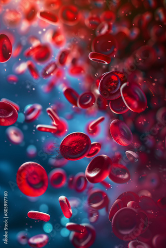 flow of erythrocytes blood cells. High quality photo