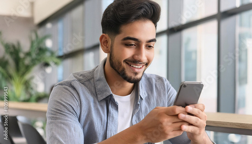 man texting on mobile phone