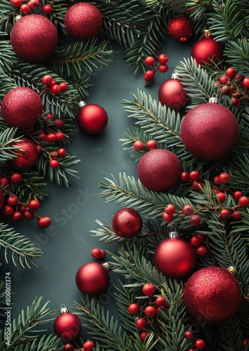 Christmas balls on fir branches