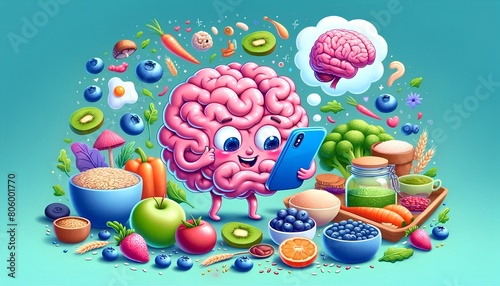 Illustration depicting the gut-brain axis, highlighting the influence of a balanced microbiome on mental health, mood regulation, and potential links to psychological disorders. photo