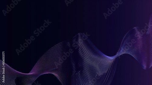 sound wave curves, technological elegance dark blue purple background