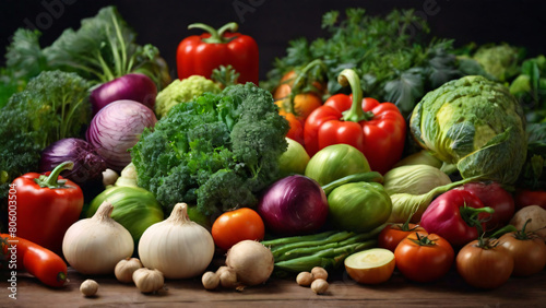 Abundance of Fresh Vegetables on Wooden Surface