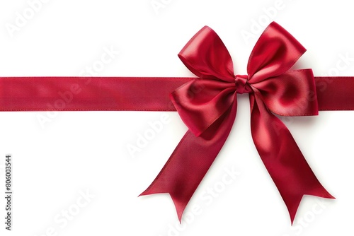 red ribbon with red bow on white background © MOVE STUDIO