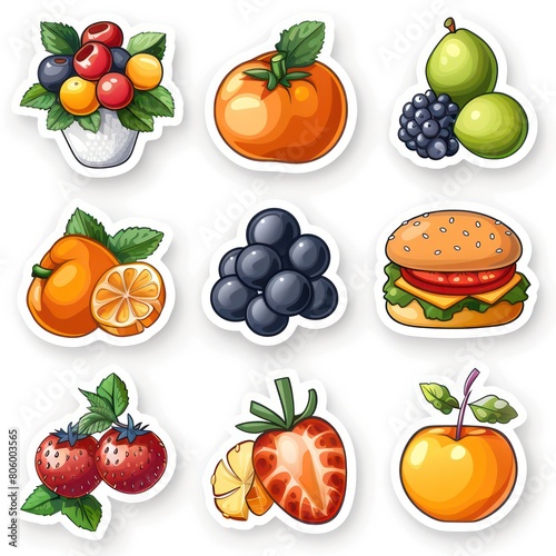 fast food simple icons vivid colors