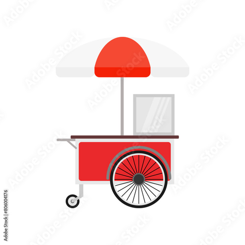 food cart flat design vector illustration.concession cart illustration. street food vending cart