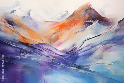 calming mountain peak amidst hills. abstract landscape art, painting background, wallpaper